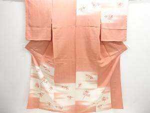 大正ロマン　錦紗霞に枝葉模様単衣着物